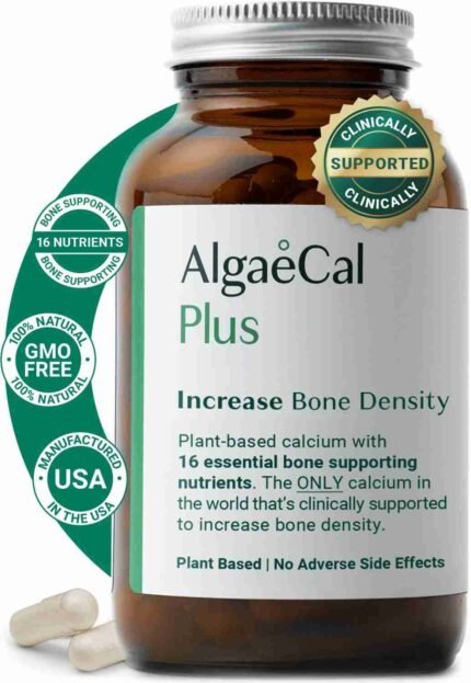 ALGAECAL Plus - Organic Red Algae Calcium Supplement for Women, Vitamin K2 (100mg), Vitamin D3 (1600 IU), Magnesium (350mg)